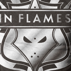 in flames
